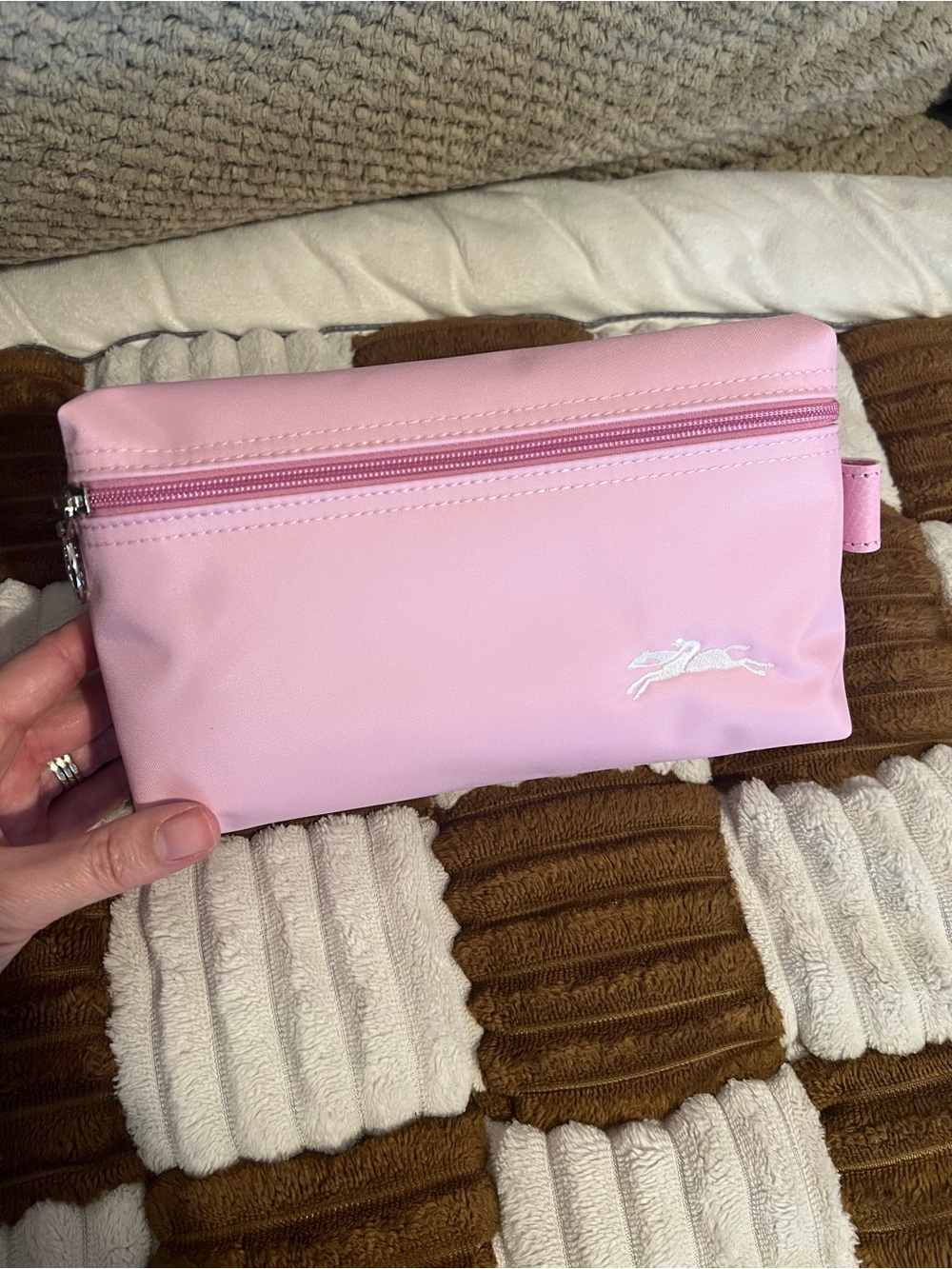 Longchamp Le Pliage Light Pink Nylon Cosmetic Pouch NEW!